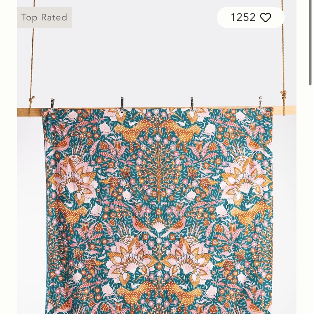 Anthropologie Mahina Floral Duvet Cover in Teal and Orange - Picture 2 of 5